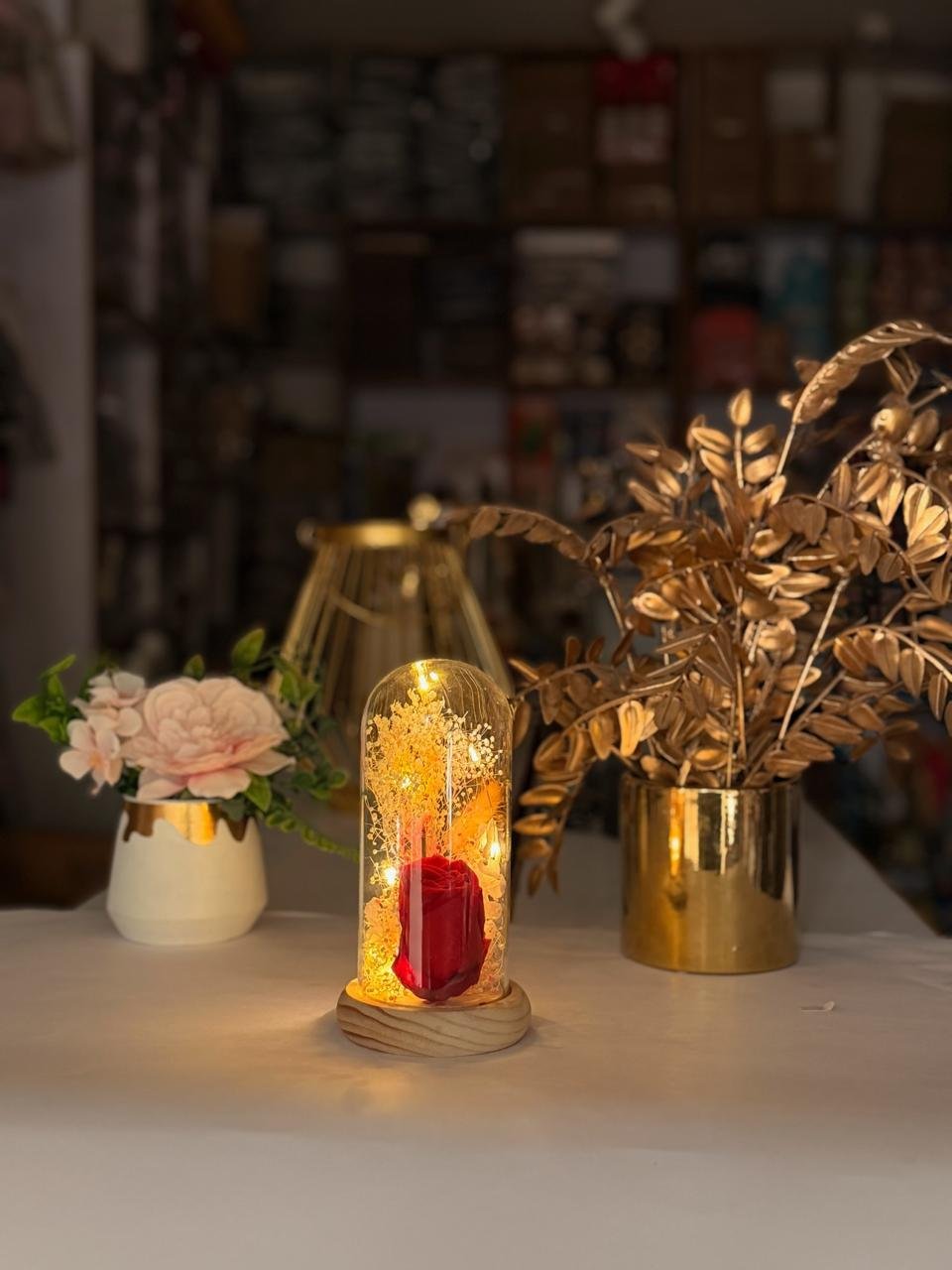 Red Rose Glass Dome LED Lamp – Romantic Gift Night Light
