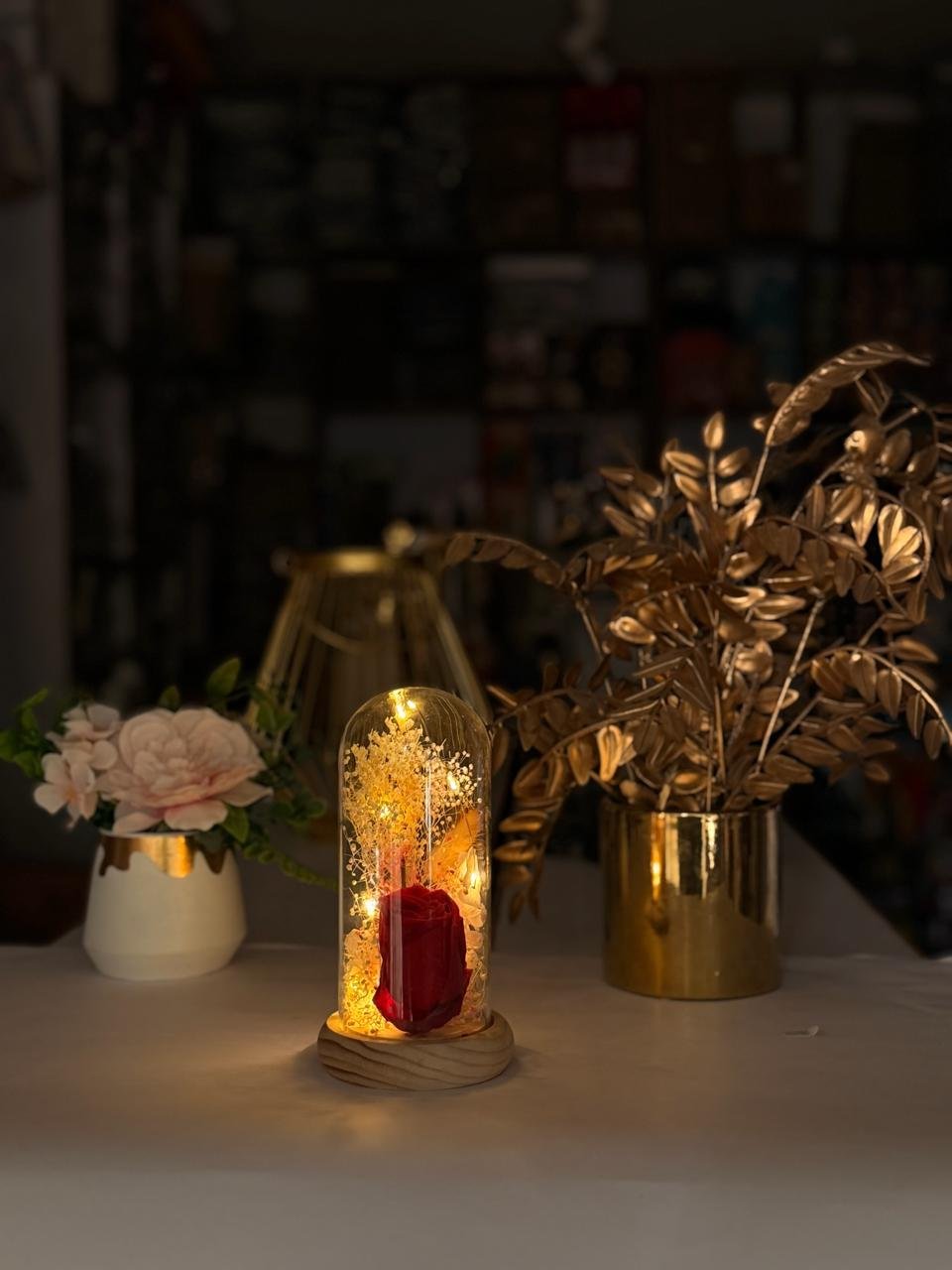 Red Rose Glass Dome LED Lamp – Romantic Gift Night Light - Image 3