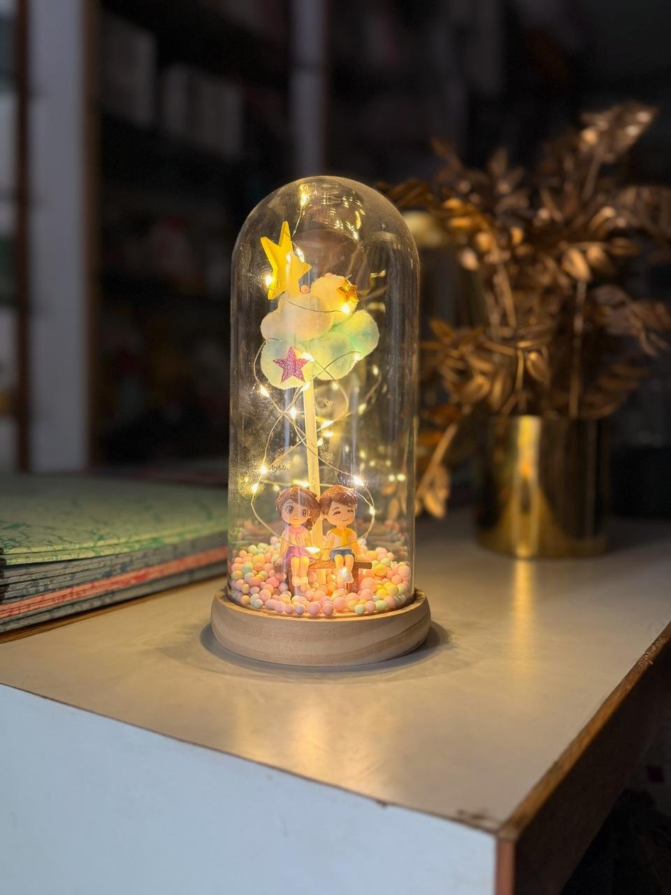 Romantic LED Glass Dome Couple Lamp – Aesthetic Home Decor Night Light - Image 4