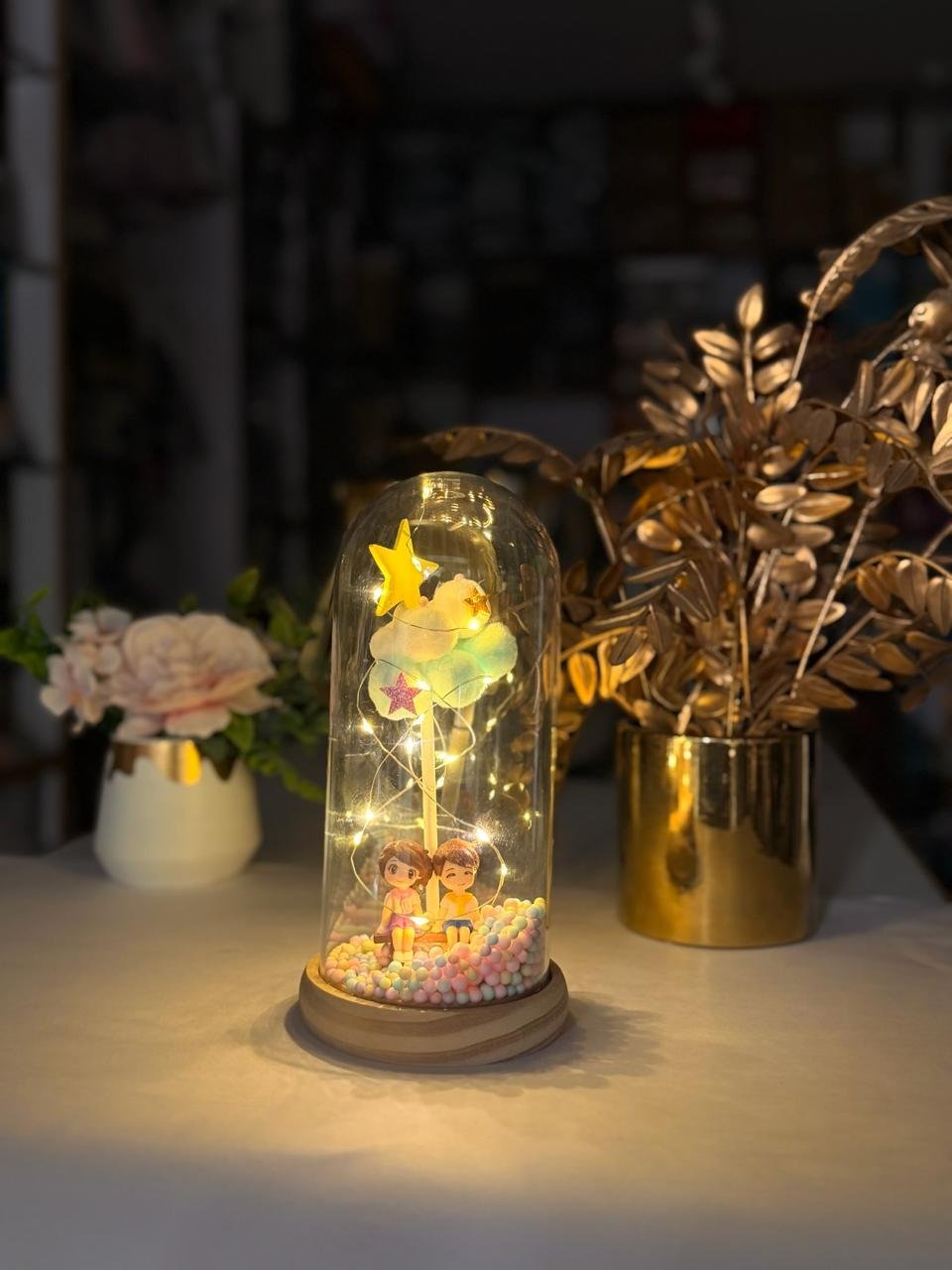 Romantic LED Glass Dome Couple Lamp – Aesthetic Home Decor Night Light - Image 5