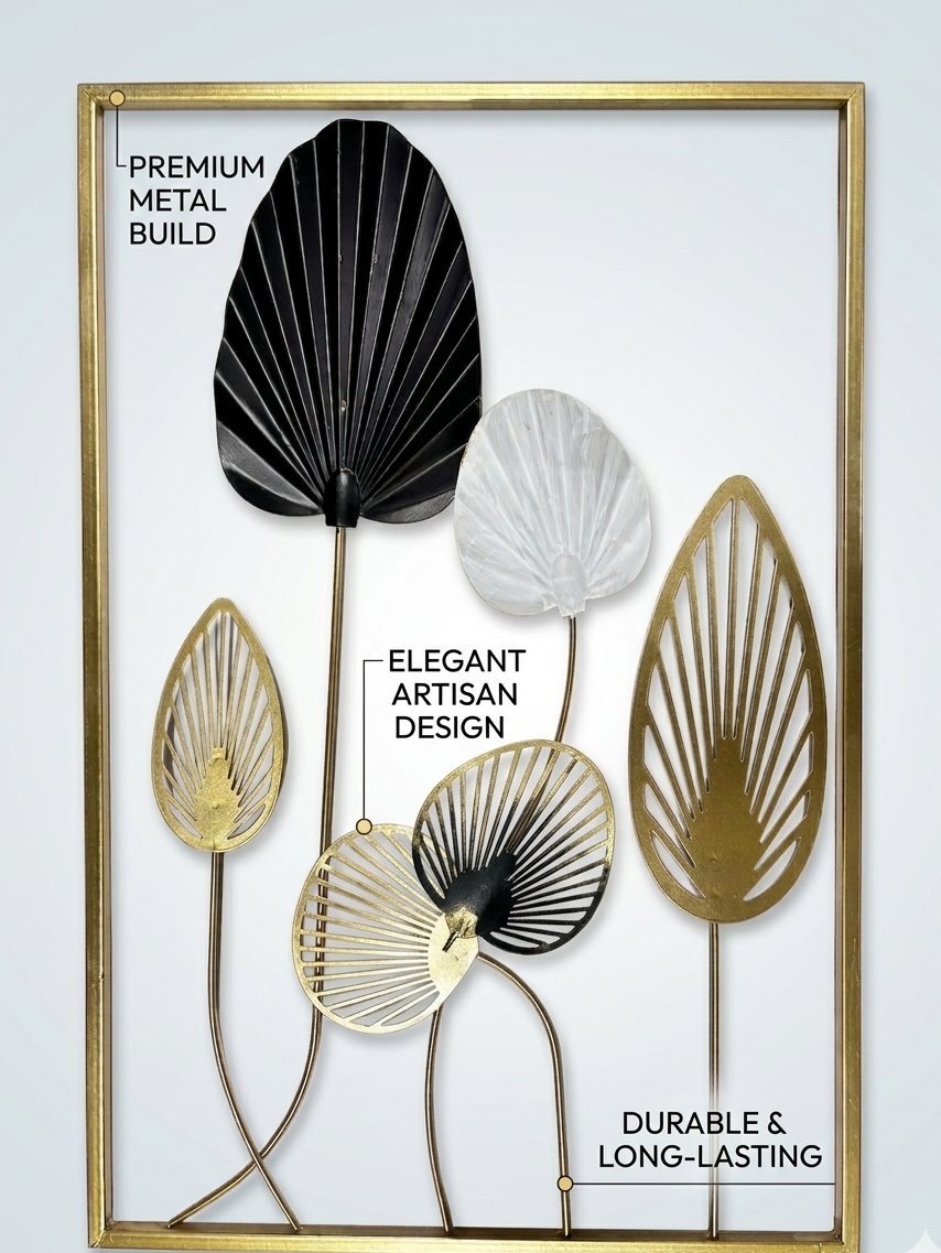 Modern Metal Leaf Wall Decor Frame – Black, Gold & White Botanical Art – Premium Rust-Resistant Wall Hanging (23.5 x 16 Inches) - Image 6